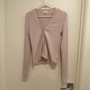 Aritzia Ribbed Pink Cardigan